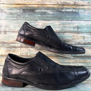 Structure Loafers Mens Sz 8.5M Black Leather Dress Work Shoes Square Toe Slip On